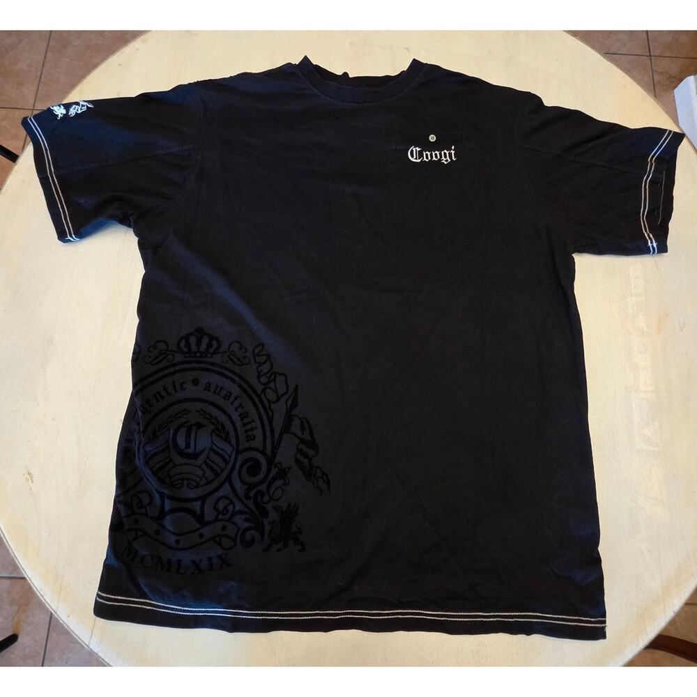 Coogi Men's Black Crewneck SZ XXXL Graphic Print Y2K